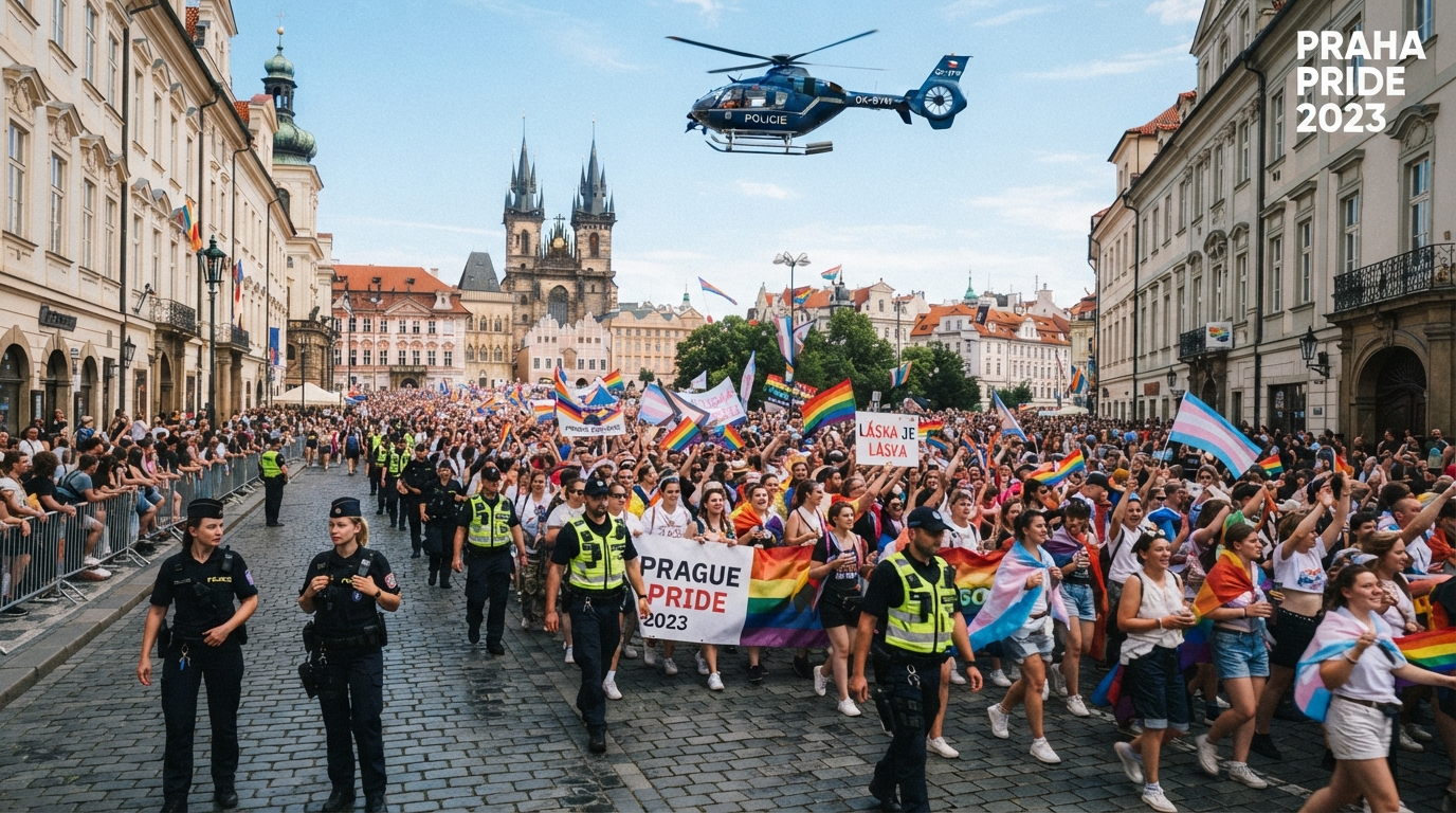 Na pochod Prague Pride dohlédnou stovky policistů i vrtulník