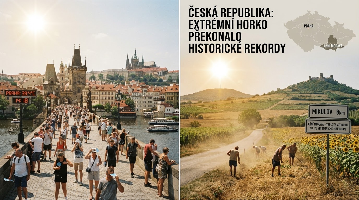 ČTK: V Česku padly teplotní rekordy, Morava i Praha hlásily první čtyřicítku