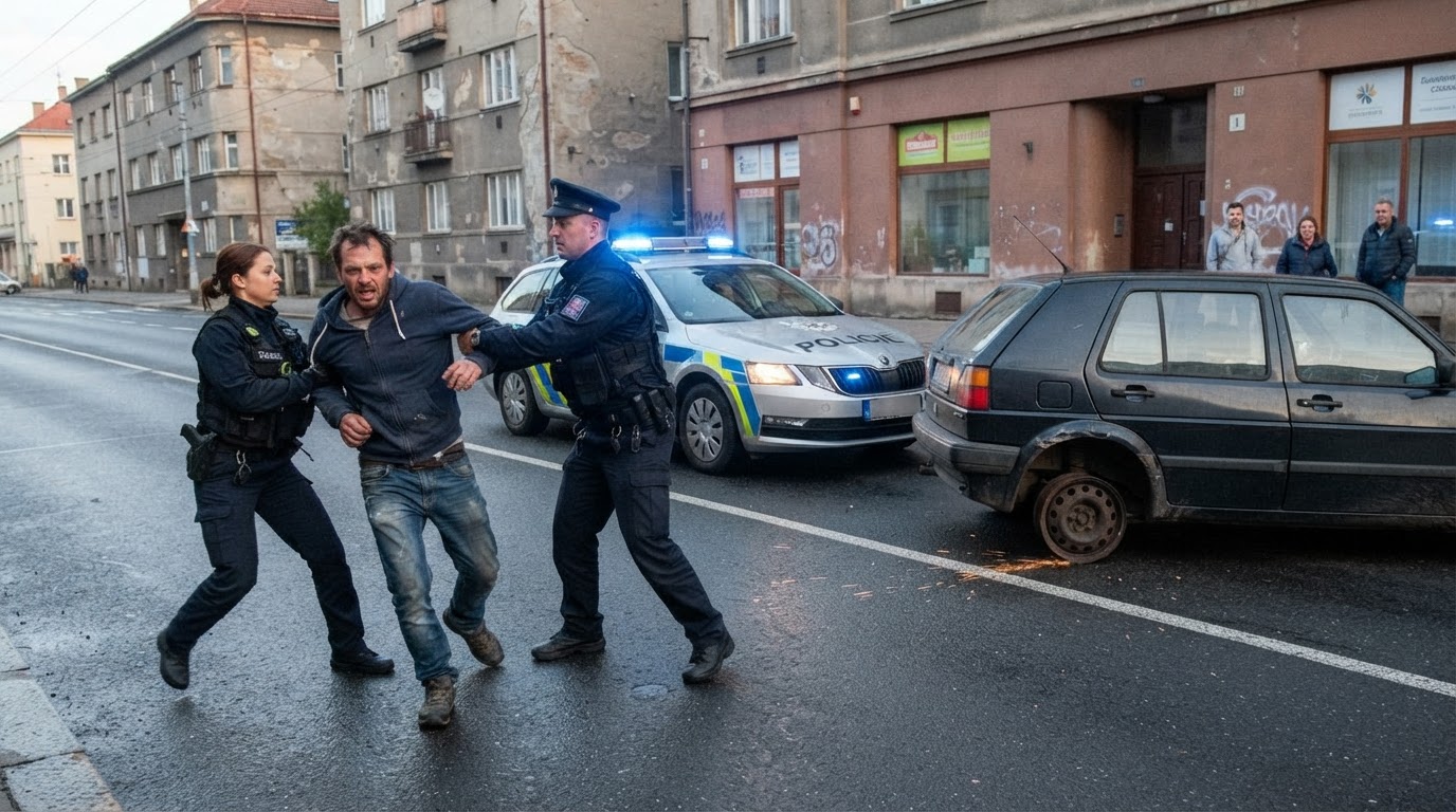 Opilý řidič bez pneumatiky napadl policisty v Ústí nad Labem