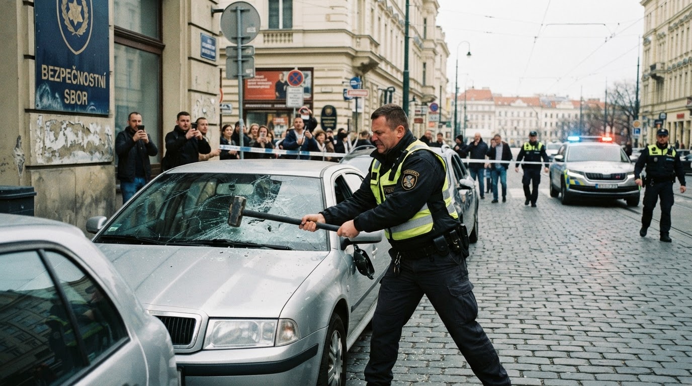 Příslušník bezpečnostních sborů rozbíjel auta v centru Prahy
